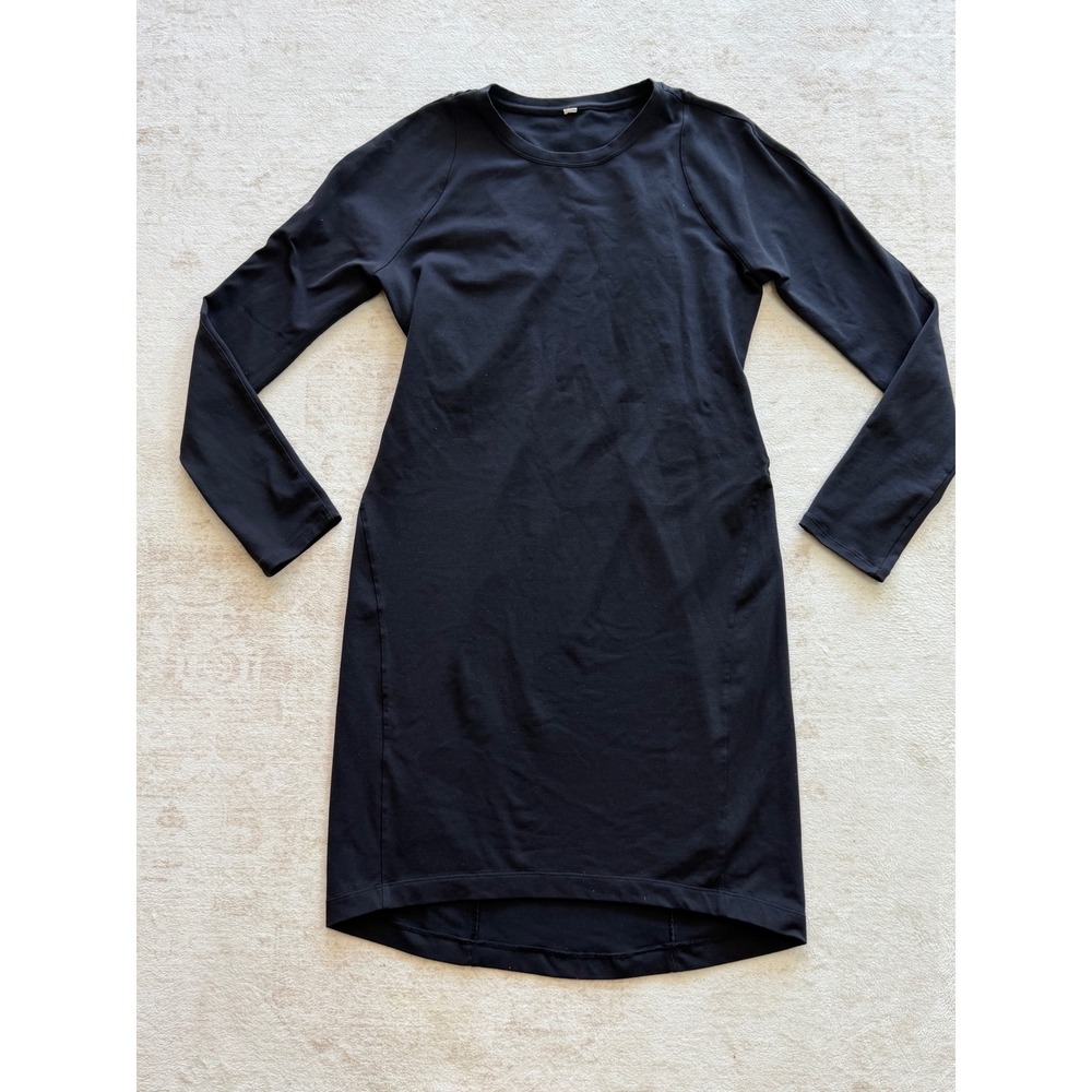Lululemon Black Long Sleeve Athletic Dress Zipper Pocket Size 10